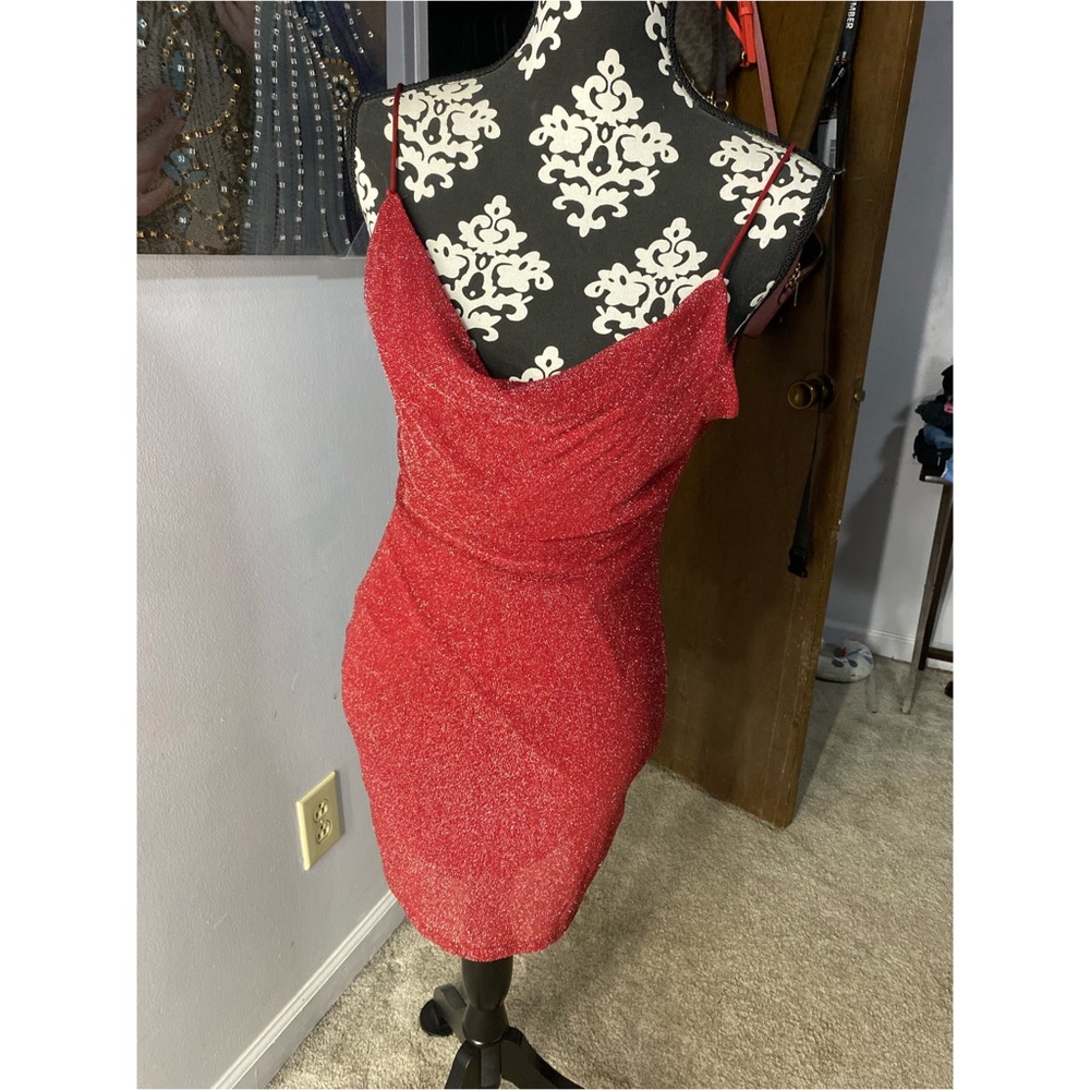 Red glitter mini dress
